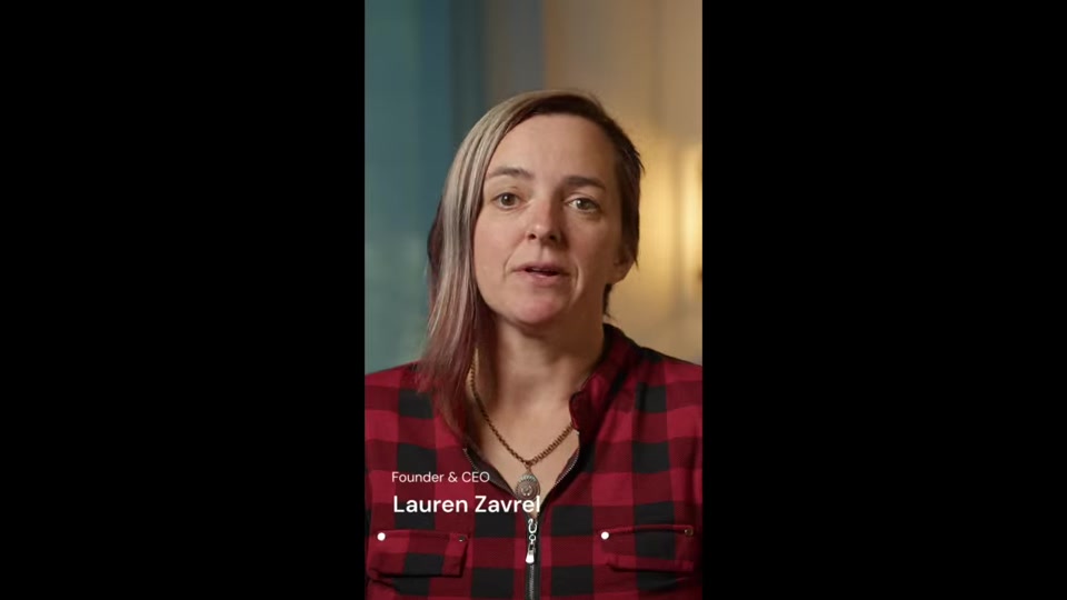 A nonprofit founder sharing her story on camera